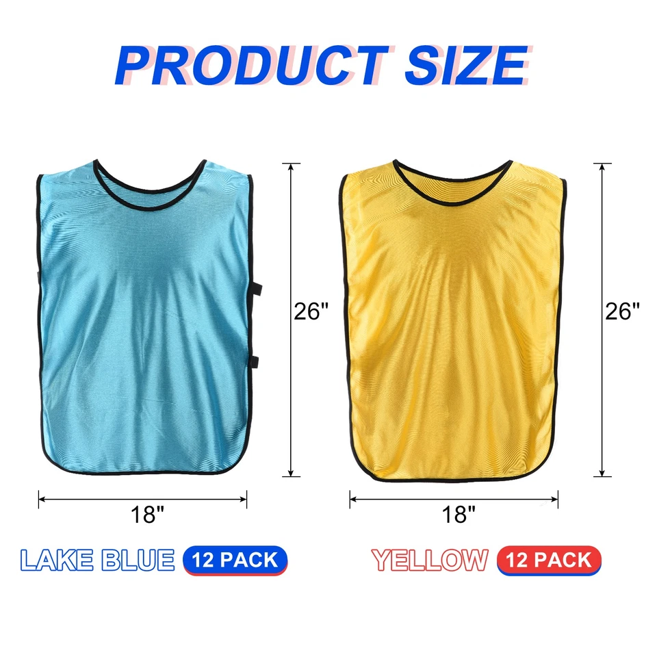 Paquete de 24 chalecos de entrenamiento de camiseta de fútbol azul amarillo Foto 2 de 4
