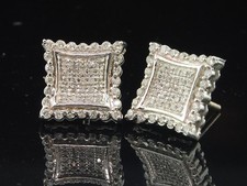 Diamond Earrings 10K White Gold Round Cut Pave Kite Shaped Studs 0.30 Tcw.