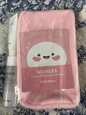 Tony & Moly Wonder Ceramide Mochi 3Pc Skin Set Mini Cream Toner Eye Patches Bag