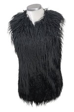 TOPSHOP BLACK SHAGGY FAUX FUR GILET SIZE 14 RRP £65 