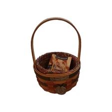 Vintage LONGABERGER 1997 INAUGURAL BASKET w/ Fabric and Plastic Liner and Tie On