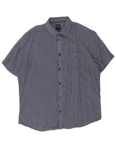 Pringle of Scotland, James Pringle Mens Short Sleeve Shirt Large Navy Blue Geometric Cotton RE14