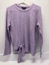 Simply Vera Vera Wang Purple Cozy Tie Waist Top Petite Medium