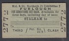 Train Railway Ticket Furlough Stalham 3rd Midland & Great Northern Joint Comm