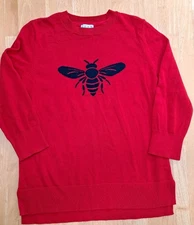 Joan Rivers Red Cotton Sweater with Bee Design Size XS