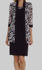 R&M Richards Women's Purple Printed 2-Piece Sheath Dress & Jacket Set Size 10