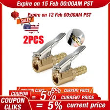 2x Open Flow Straight Lock-On Air Chuck with Clip for Tire Inflator Car Tool US*