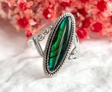Faux Abalone Shell Vintage Southwest Sterling Silver 925 Vintage Ring - sz 8.5