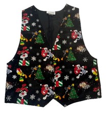 Vtg 1994 Warner Brothers Looney Tunes Women's Christmas Holiday Vest M/L