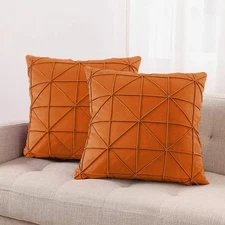 Velvet Throw Pillow Covers 2 Pack 18x18 Inch Decorative Solid Pillow Covers f...