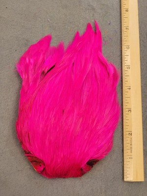 Lot 354, Grade B, DYED HOT PINK India Rooster Streamer Neck Cape Feathers