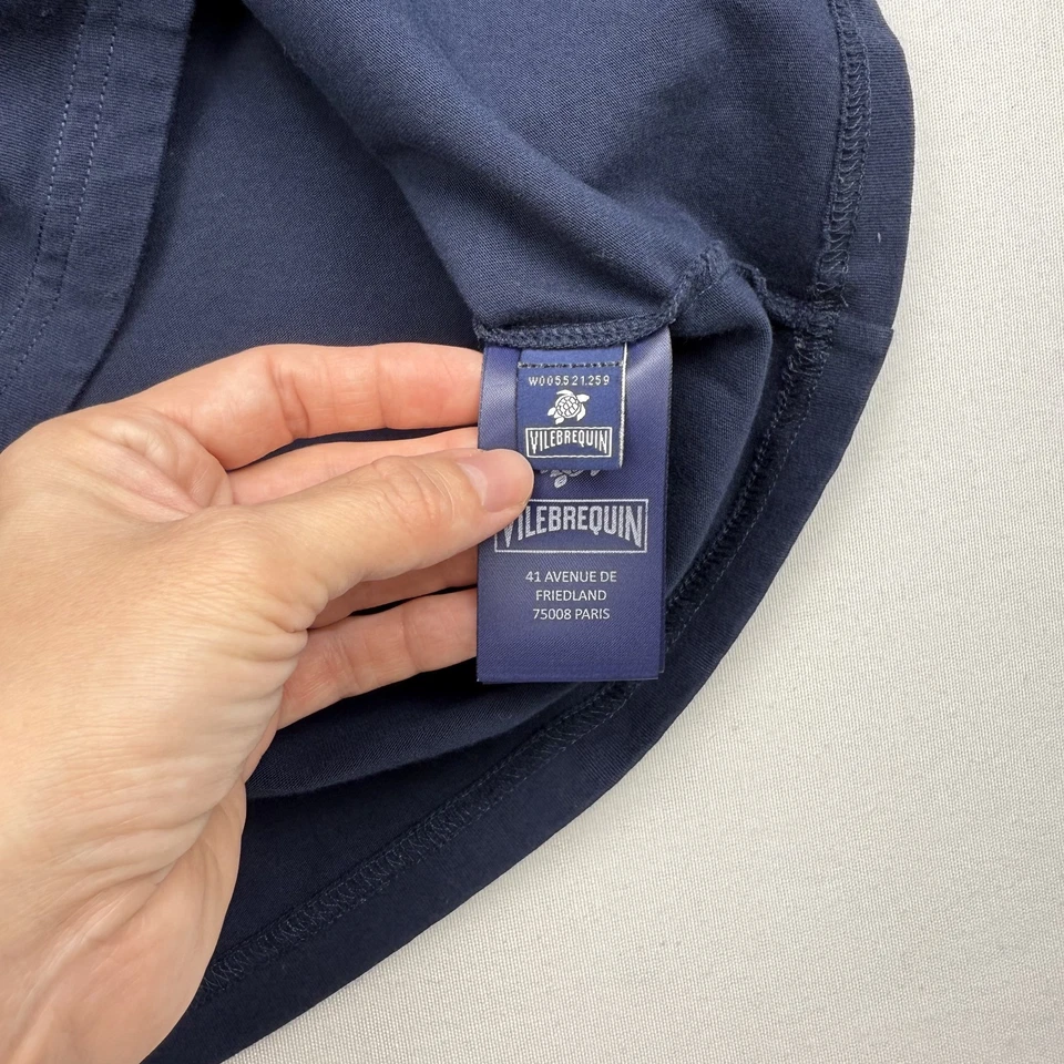 VILEBREQUIN T 恤男式 XL 海军蓝多彩标志图案有机棉 — 第 4/4 张图片