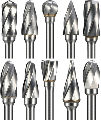 10 Pcs Carbide Burr Set 1/8'' Shank Compatible with Dremel Bits Aluminum Cut (Wid