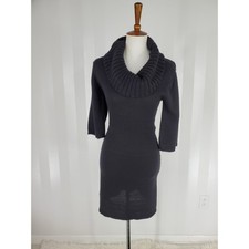 Jou Jou Black Cowl Neck Sweater Dress 3/4 Sleeve Sz M