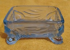 Vintage Depression Glass Blue Dolphin Cambridge Trinket Box