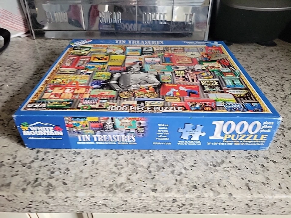 White Mountain Tin Treasures  1000 Piece Puzzle Complete Lois Sutton Tinman - Image 3 of 4