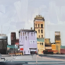 Jose Trujillo Art PRINT 16x16 Collectible Artist Painting Cityscape Buildings