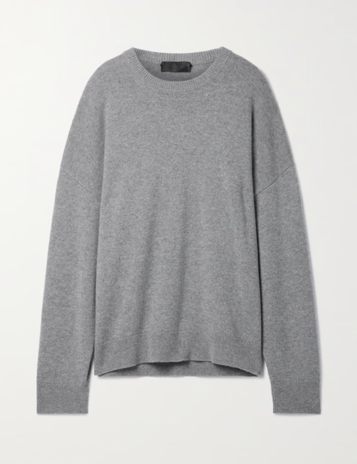 NWT Nili Lotan Nebelo sweater gray melange cashmere sz M