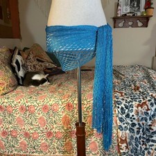 Teal Blue and Silver Glitter Chainlink Scarf with Fringe