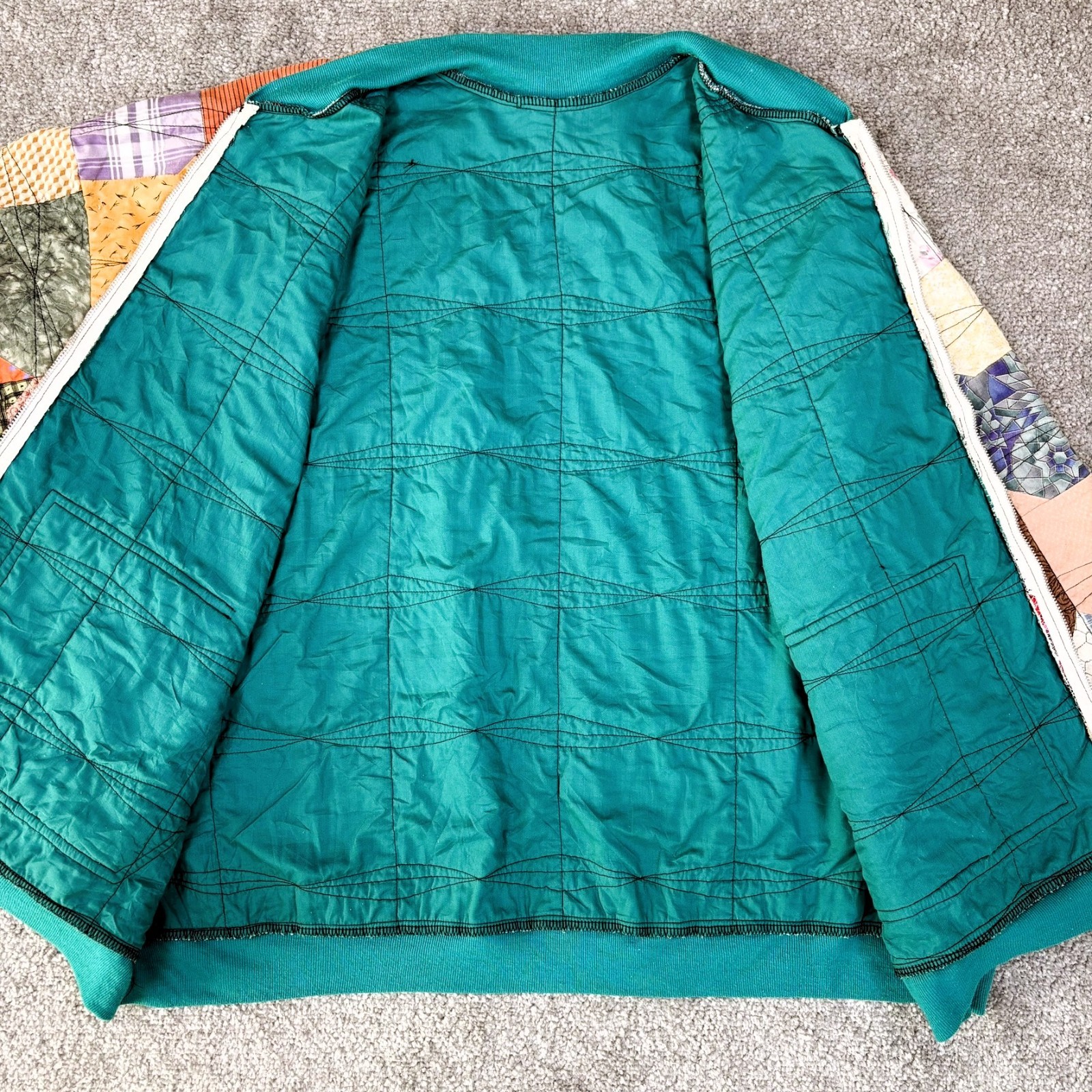 Vintage Patchwork Quilt Jacket Handmade Boho Cott… - image 8