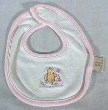 1990s VTG DISNEY CLASSIC POOH BABY GIRLS "PRETTY AS A FLOWER"EMBROIDERED BIB NEW