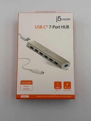 j5create JCH377 Champagne Metallic 5V/4A High Performance USB-C  7- Port HUB