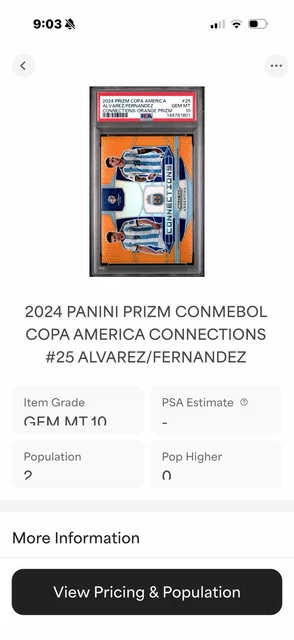 24 Prizm CONMEBOL Copa America Orange /25 Enzo Fernandez Julian Alvarez🔥PSA 10
