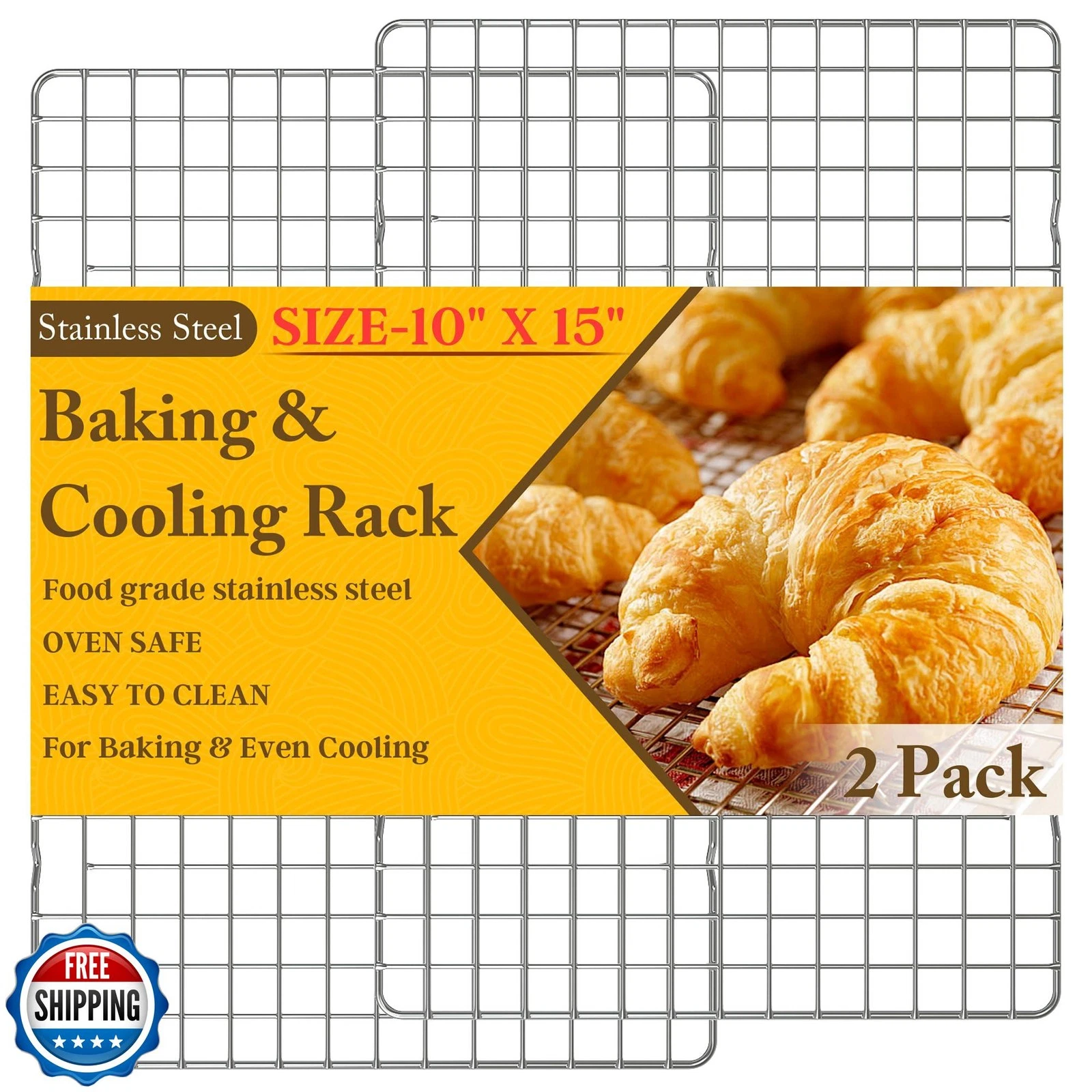 2PCS Cooling Racks for Cooking and Baking - 10" x 15"Heavy Duty S
Opens in a new window or tab