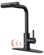 Touchless Waterfall Kitchen Faucets, Black Kitchen Matte Black Contemporary