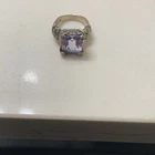 Vintage 925 Amethyst Ring Large Square Stone Size 6