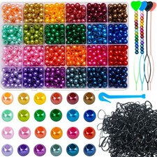 1860Pcs Pony Beads for Hair Braid, 24 Colors 8MM Bright Colorful Acrylic Pony...