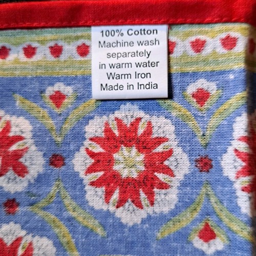 William Sonoma Block Print 100% Cotton 3 Cloth Napkins Clean Unused India 20" Sq - Picture 3 of 3
