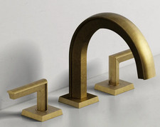 Watermark Brut 642BR4APB Deck Mounted 3 Hole Lavatory Faucet Set in Aged Brass