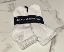 New Quiksilver Sports Active Designer Mens 8 Pack Quarter Cut Socks Solid White