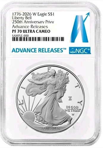 1776- 2026 W Proof $1 American Silver Eagle NGC PF70UC AR Advance Releases Privy