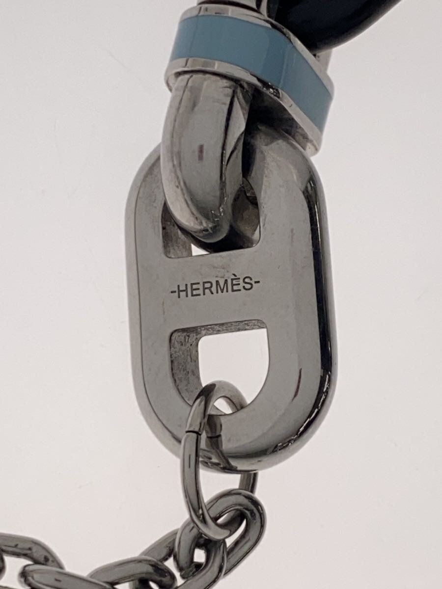 HERMES Necklace Stainless SLV Topped Mens Mayon Chain Used View 4