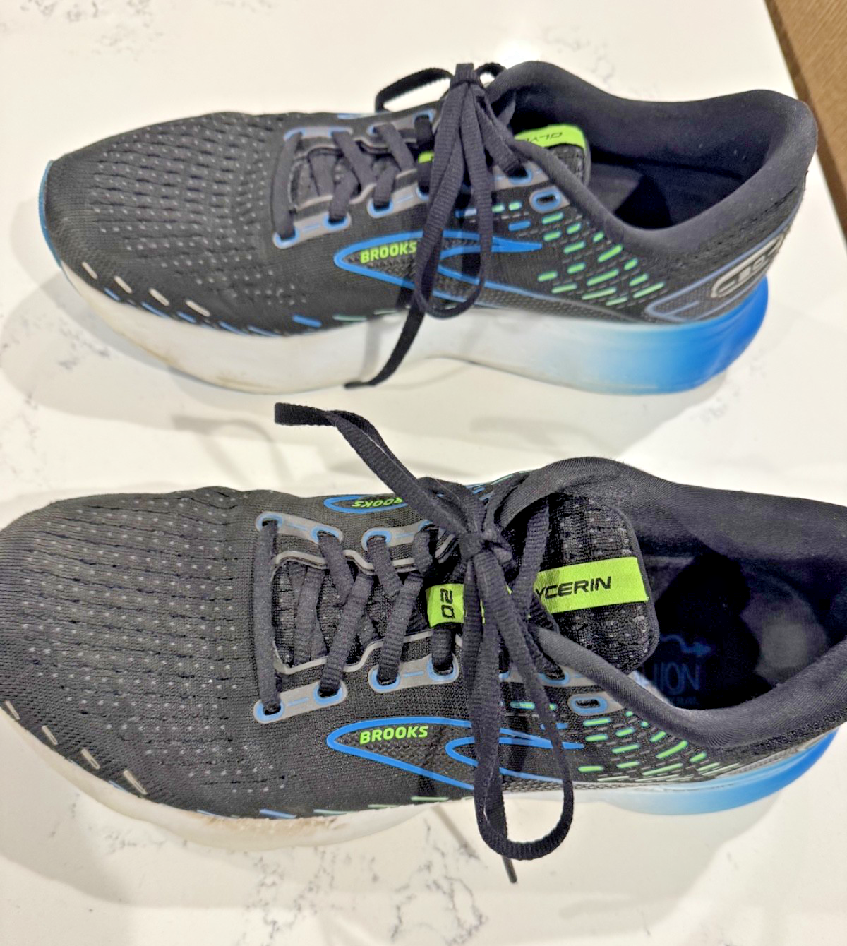 SAOLA Brooks Glycerin GTS 20 Uomo Taglia 10 Hawaiian Ocean Nero Blu Verde