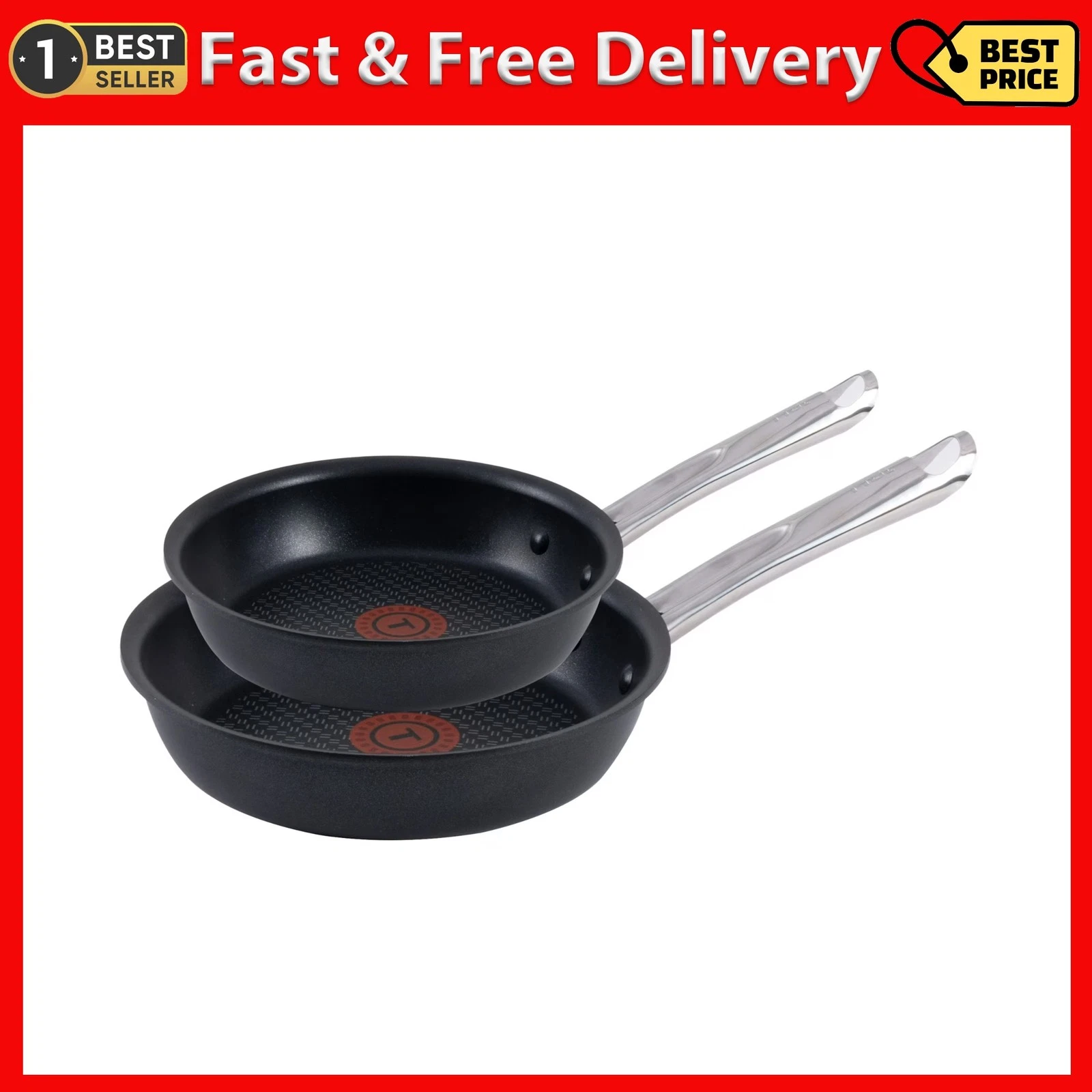 Non-stick 2 Piece Frypan Set, 10 Inch and 11.5 Inch Frypans, Black