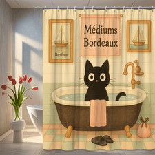Cute Black Cat Shower Curtain for Kids Bathroom Decor
