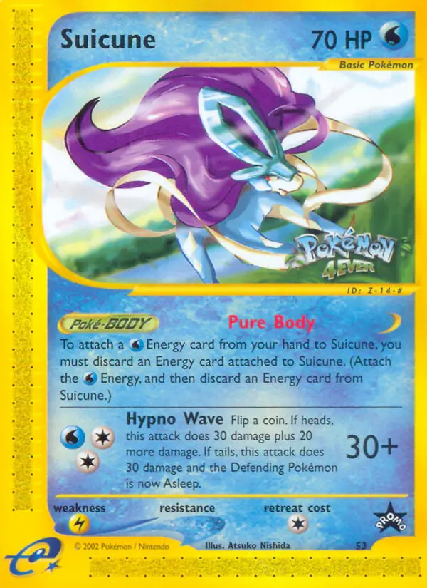 Suicune - 53 - Pokemon Wizards Black Star Promo Card 4 EVER HP