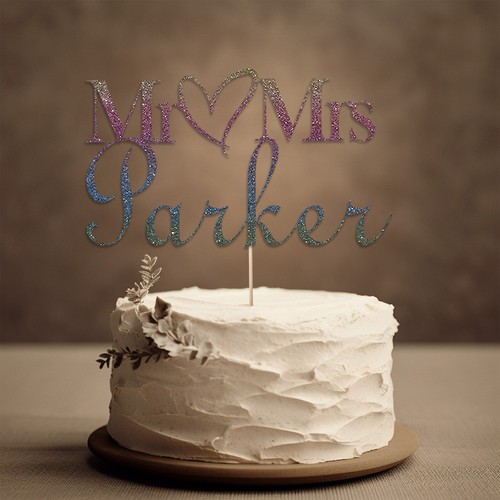 Personalised Glitter Cake Topper Wedding Cake Topper, Engagement Cake Topper - Picture 15 of 16