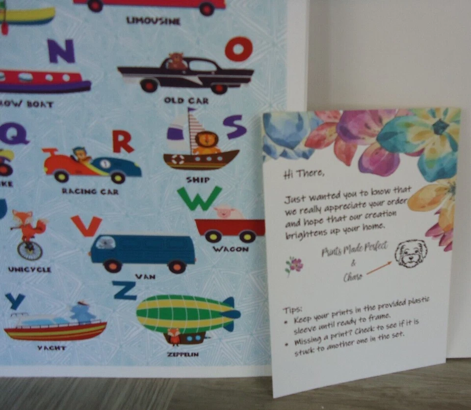 Impresión del alfabeto colorido decoración infantil tren barco coche excavadora motocicleta Foto 4 de 4