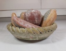 Vintage Mexican Clay Pottery Braided Bowl 6 pc Fruit Hand Painted Terra Cotta