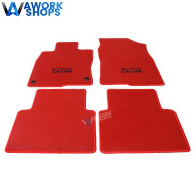 For 16-21 Honda Civic 4DR 2DR Red Nylon Floor Mat Carpet  Front Rear & Red Sport