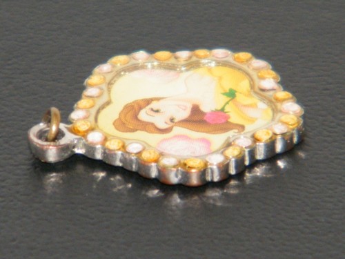 Vintage Disney Beauty & Beast's Belle Pendant / Charm . Silver Tone w/ Stones - Picture 3 of 9