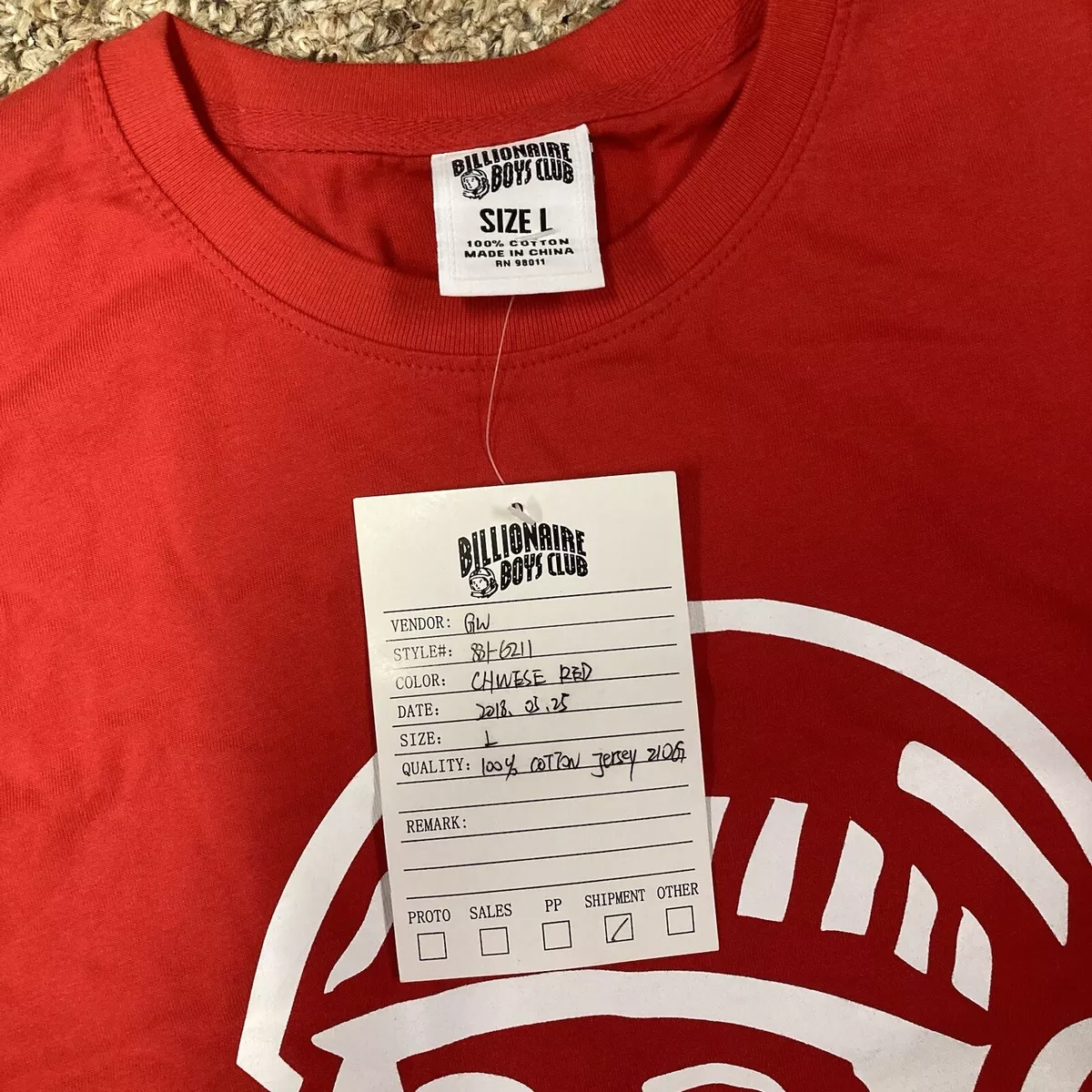 billionaire boys club t-shirt BBC ICE CREAM sample shirt holiday red BAPE nigo