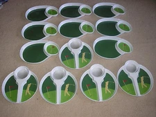 Used Lot of 13 Melamine Golf Trays Serving Trays and Chip and Dip Trays Party