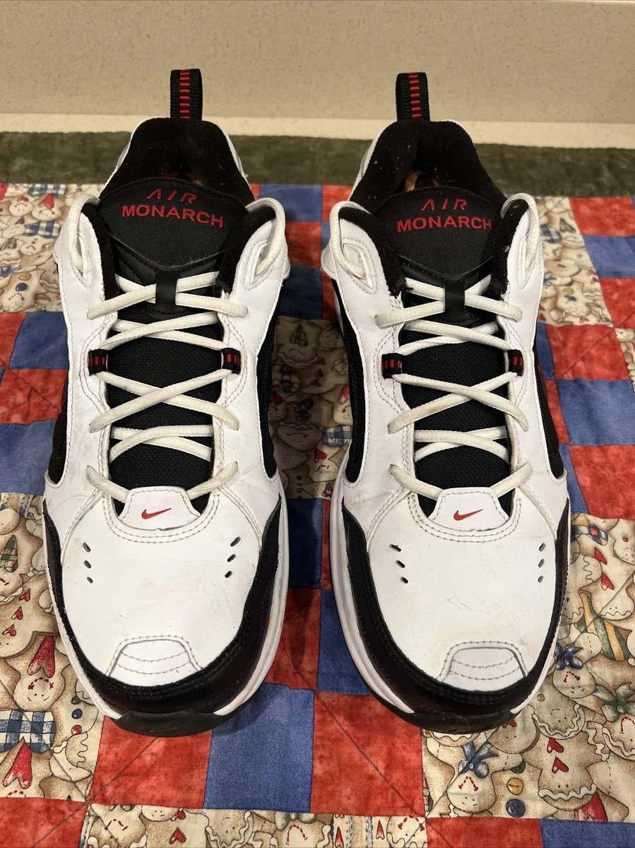 Nike Air Monarch IV Mens Leather Training Shoe 13 White Black