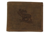Suede Wallet Brown With Deer Embossing Landscape, The Wallet For Hunting And Suede Wallet Brown With Deer Embossing Landscape, The Wallet For Hunting And