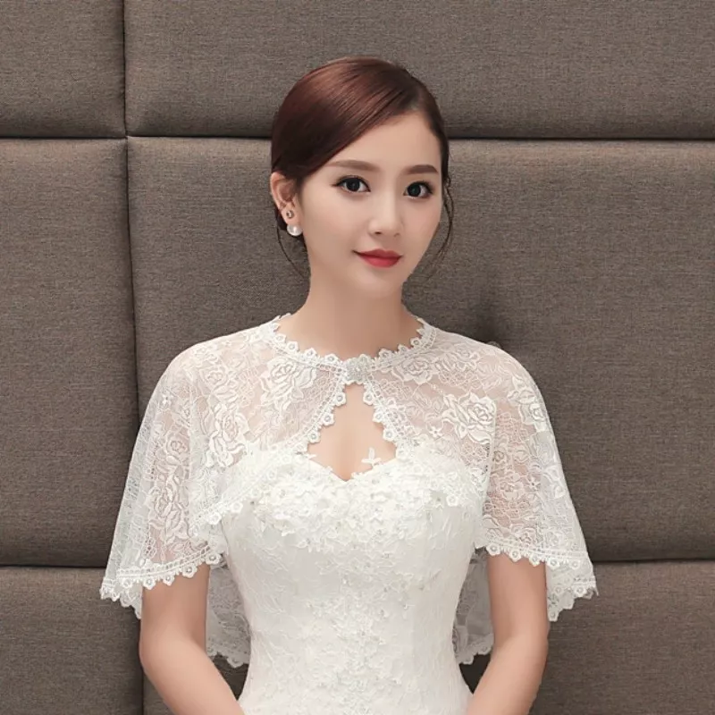 1x Bridal Lace Shrug Bolero Cape Wrap Jacket Shawl Capelet Tippet Wedding Decor